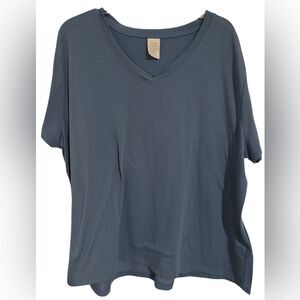 XXXL Slate Blue V Neck T-shirt Basic Tee some stretch